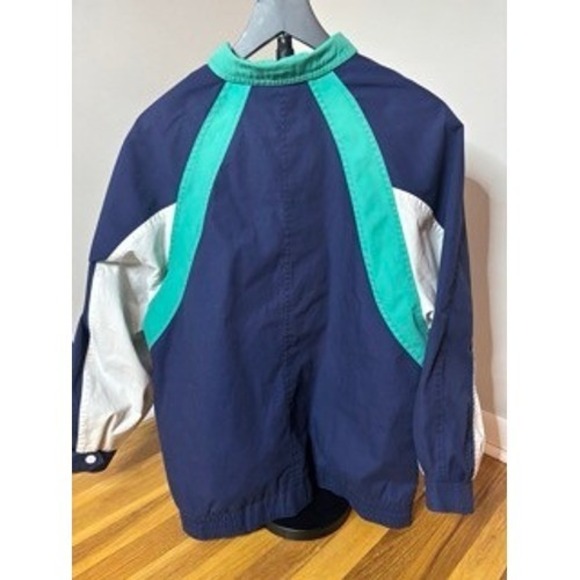 Vintage Colorblock Track Jacket Navy Teal White Athletic Sportswear Size M - Picture 2 of 5